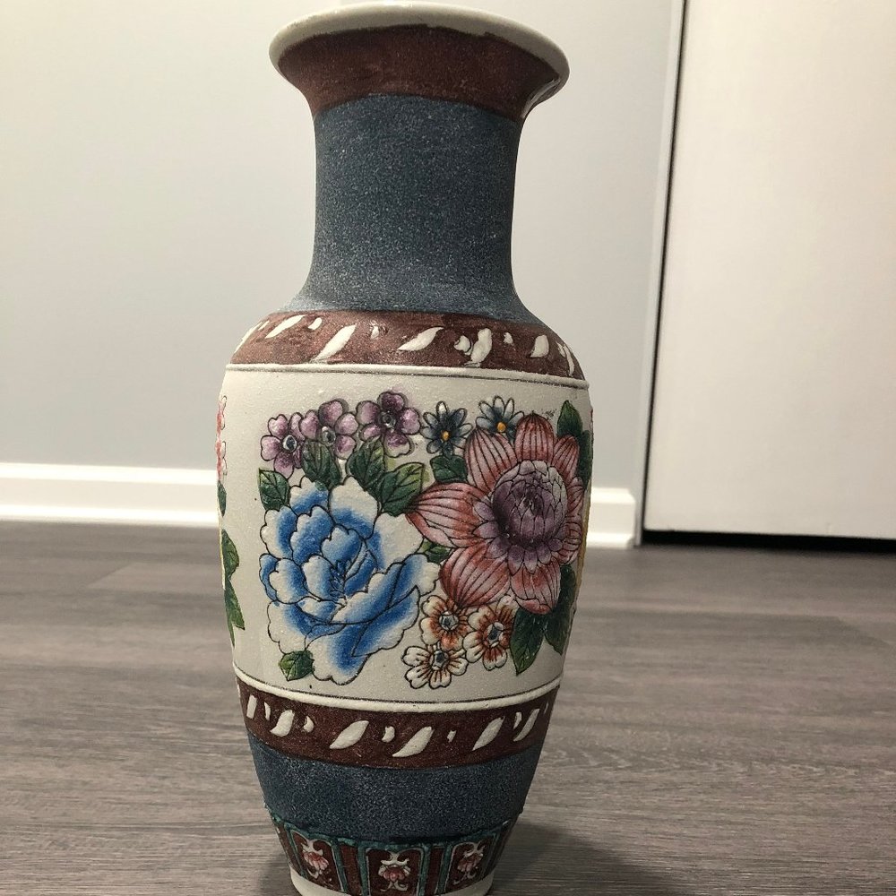 Ceramic flower floral vase 12.5 inches tall